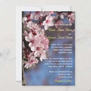 Invitation de mariage jolie rose fleurs de cerisie