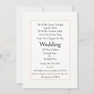 Invitation de mariage juif traditionnel moderne si