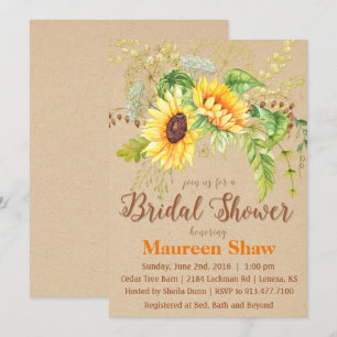 Invitation de mariage kraft tournesol
