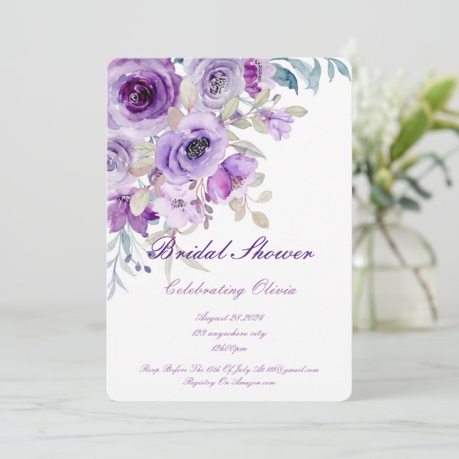 invitation de mariage lilac pretty purple (Debout devant)