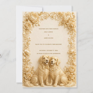 Invitation de mariage Luxueuse 3D Golden Retriever