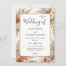 Invitation de mariage luxueuse Boho Terracotta Flo