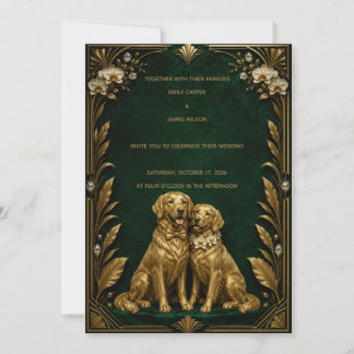 Invitation de mariage Luxueuse Émeraude Or Chien R