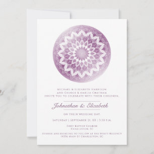 Invitation de mariage mandala en dentelle rose