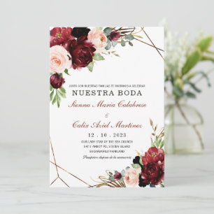 Invitation de mariage marsala en espagnol invitati