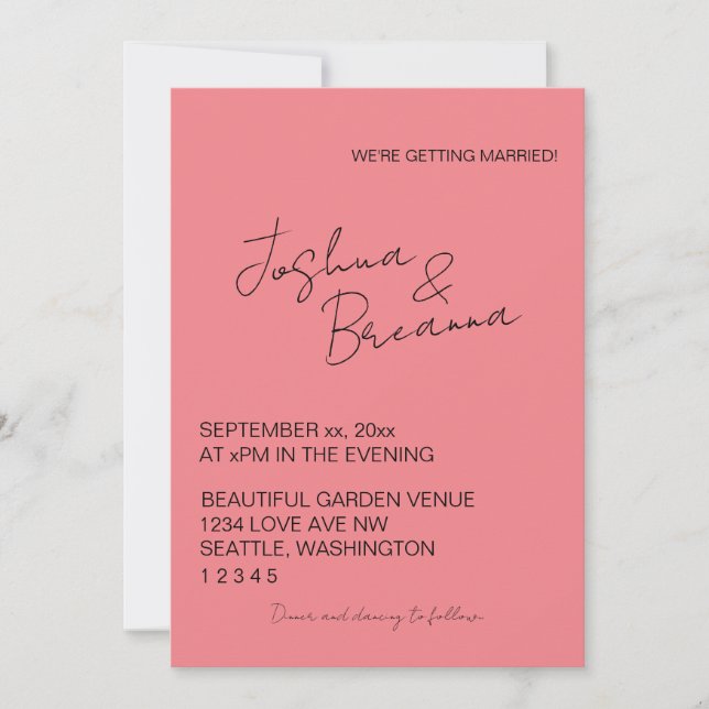 Invitation de mariage minimaliste (Devant)