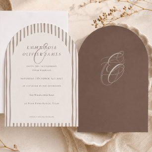 Invitation de mariage minimaliste aux arches marro