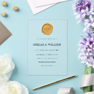 Invitation de mariage minimaliste florale en acryl