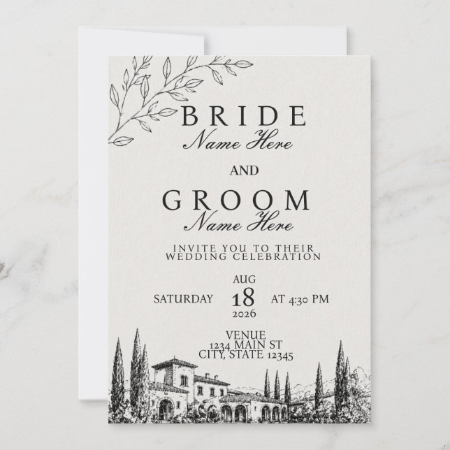 Invitation de mariage moderne (Devant)
