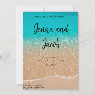 Invitation de mariage moderne Blue Water Beach
