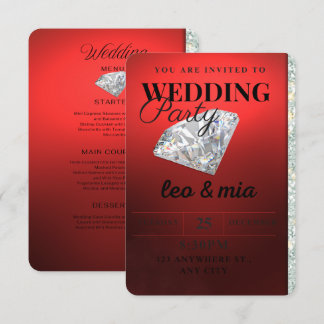 Invitation de mariage moderne diamant rouge