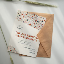 Invitation de mariage moderne en dalle de terrazzo