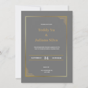 Invitation de mariage moderne et élégante en or gr