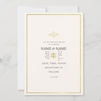 Invitation de mariage moderne luxe or et crème