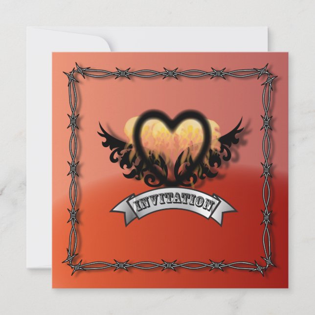 Invitation de mariage motard Rock N Roll au cœur d (Devant)