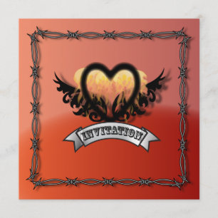 Invitation de mariage motard Rock N Roll au cœur d