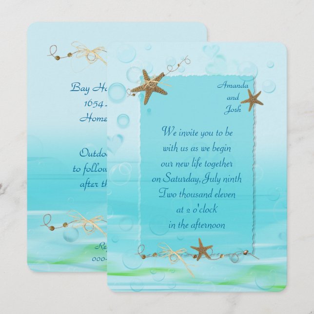 Invitation de mariage nautique (Devant / Derrière)