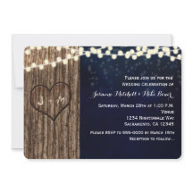 Invitation de mariage nocturne rustique avec arbre