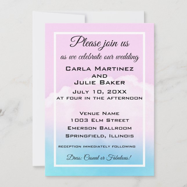 Invitation de mariage nuageuse (Devant)
