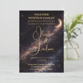 Invitation de mariage nuit étoilée céleste