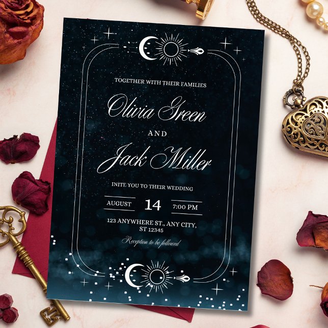 Invitation de mariage nuit étoilée céleste, Galaxi (Créateur téléchargé)