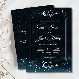 Invitation de mariage nuit étoilée céleste, Galaxi