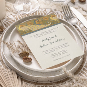Invitation de mariage oiseau défilé Art Déco Paon