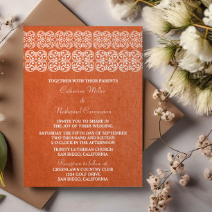 Invitation de mariage orange moderne de Bohême