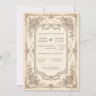 Invitation de mariage ornée vintage