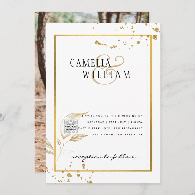 Invitation de mariage ou annonce de date moderne a (Devant / Derrière)