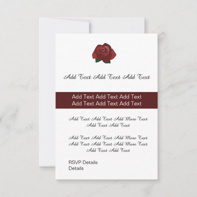 Invitation de mariage ou de fête à rose rouge uniq (Devant)