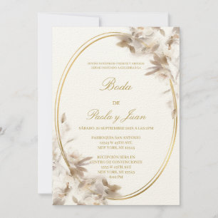 Invitation de mariage ovale élégante en espagnol