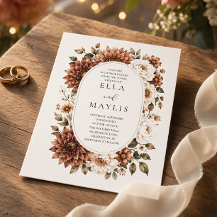 Invitation de mariage ovale florale Dahlia Terraco
