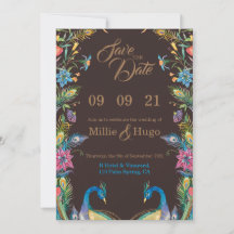 Invitation de mariage Paon eux