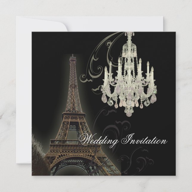 Invitation de Mariage Paris Chandelier Tour Eiffel (Devant)