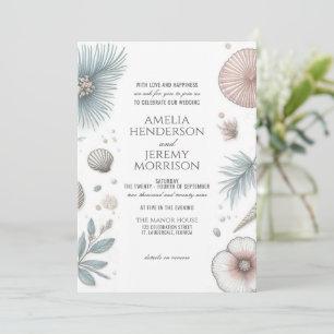 Invitation de mariage Pastel Beach avec code QR