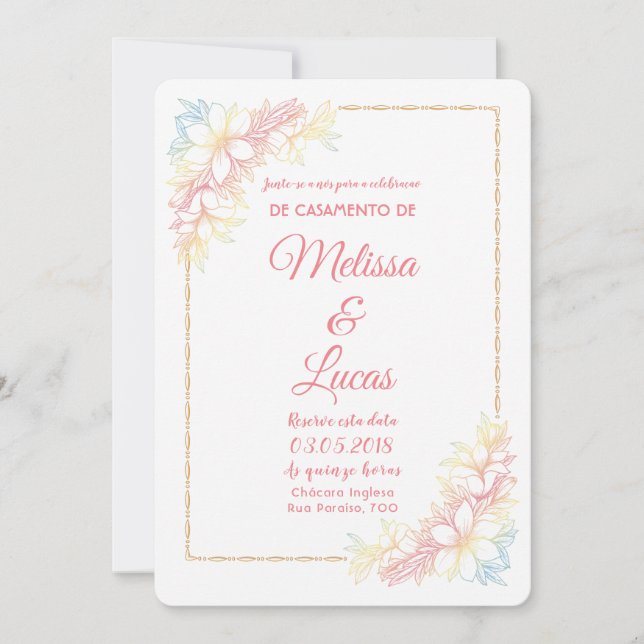 Invitation de Mariage personalizável avec des (Devant)