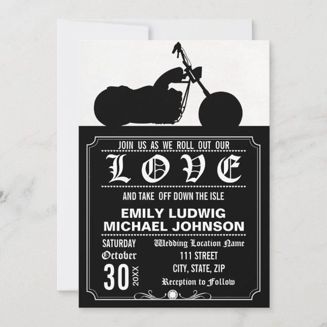 Invitation de mariage personnalisé pour moto à hél (Devant)