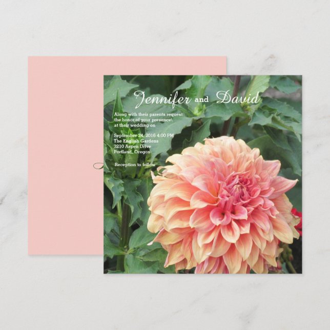 Invitation de mariage personnalisée Dahlia (Devant / Derrière)