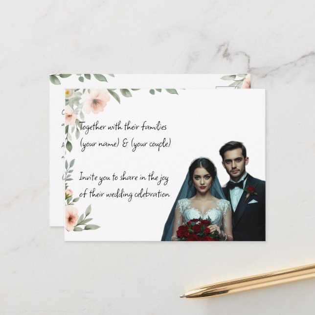 Invitation de mariage personnalisée élégante Perso (Devant/Arrière en situation)