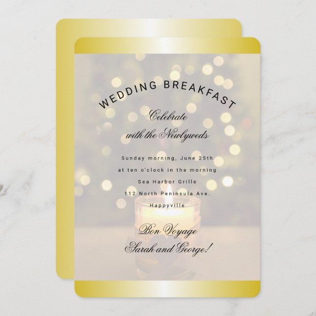 Invitation de mariage petit déjeuner de Noël Bougi (Devant / Derrière)