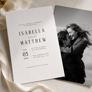 Invitation de mariage photo avec typographie moder