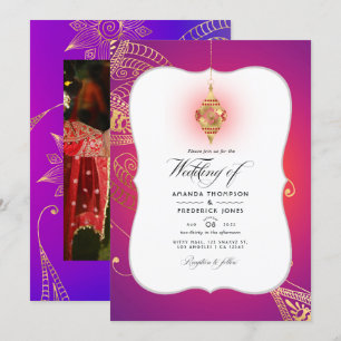Invitation de mariage photo Bollywood arabe à feui