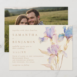 Invitation de mariage photo florale Iris élégant