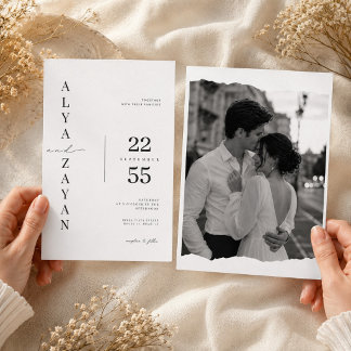 Invitation de mariage photo minimaliste moderne.