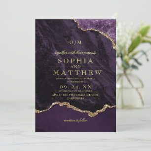 Invitation de mariage photo moderne violette