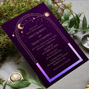 Invitation de mariage photo Soleil Lune Arc-en-cie