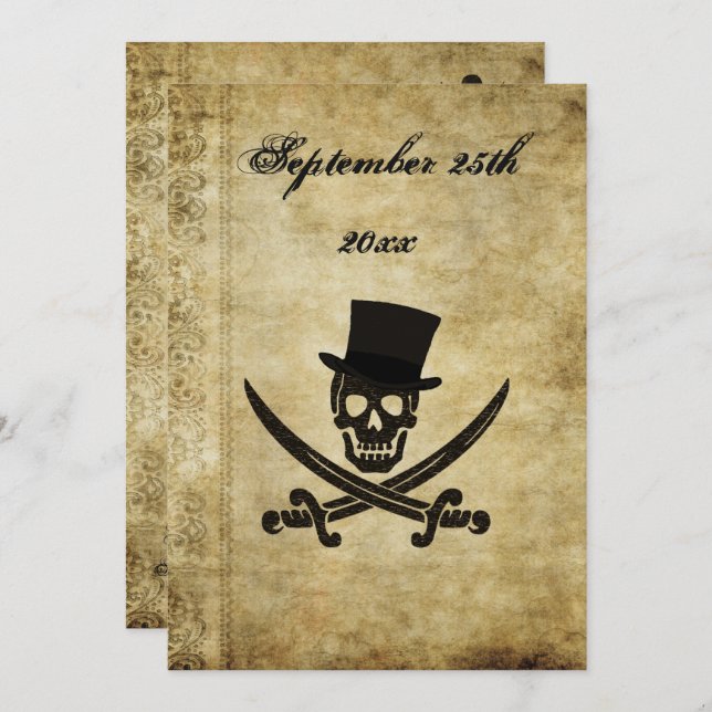 Invitation de mariage pirate (Devant / Derrière)