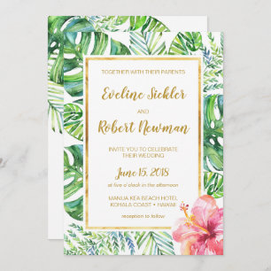Invitation de mariage plage tropical