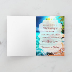 Invitation de mariage pliable Tropical Beach